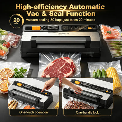 LIWUNON Duo VS8003S Vacuum Sealer – Dual System, Designed as a complete vacuum system, it eliminates the need for separate tools by supporting both standard textured bags and reusable valve bags in one machine. More capability.No compromise. (Coming Soon)