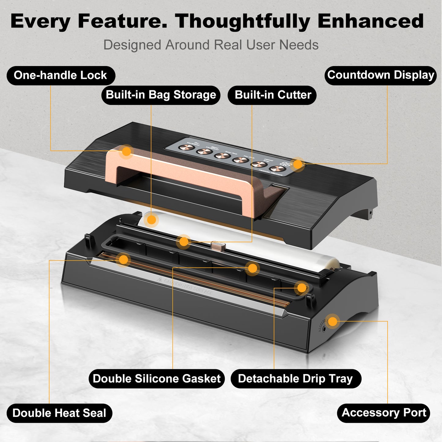 LIWUNON VS 8002S Powerful Suction Vacuum Sealer Machine