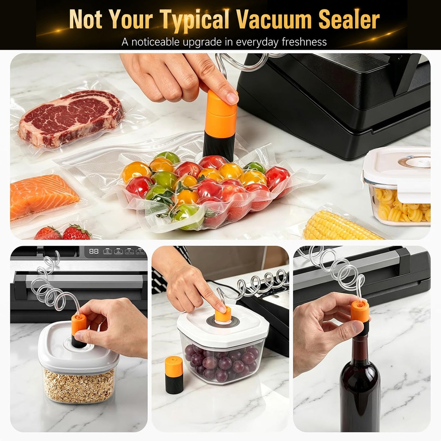 LIWUNON Duo VS8003S Vacuum Sealer – Dual System, Designed as a complete vacuum system, it eliminates the need for separate tools by supporting both standard textured bags and reusable valve bags in one machine. More capability.No compromise. (Coming Soon)