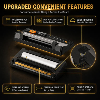 LIWUNON Duo VS8003S Vacuum Sealer – Dual System, Designed as a complete vacuum system, it eliminates the need for separate tools by supporting both standard textured bags and reusable valve bags in one machine. More capability.No compromise. (Coming Soon)